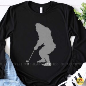 Bigfoot Golf Silhouette Sasquatch Cryptid Golfer Shirt