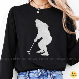 Bigfoot Golf Silhouette Sasquatch Cryptid Golfer Shirt