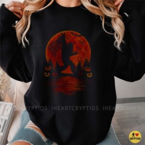 Bigfoot Halloween American Flag Blood Moon Jack O Lantern Patriotic Spooky Shirt
