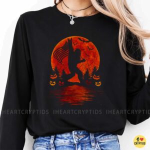 Bigfoot Halloween American Flag Blood Moon Jack O Lantern Patriotic Spooky T-Shirt 9 Bigfoot Halloween American Flag Blood Moon Jack O Lantern Patriotic Spooky Shirt