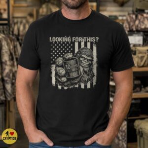 Bigfoot Holding 10mm Socket Looking For This Funny Mechanic American Flag Shirt
