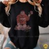 Bigfoot Holding Pink Flower Cute Kawaii Cryptid Floral Funny Shirt