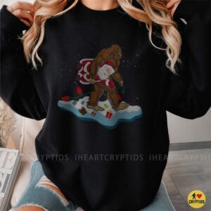 Bigfoot Kidnapping Santa Claus Christmas Lights Gifts Funny Holiday T-Shirt 7 Bigfoot Kidnapping Santa Claus Christmas Lights Gifts Funny Shirt
