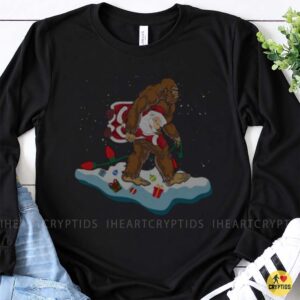 Bigfoot Kidnapping Santa Claus Christmas Lights Gifts Funny Holiday T-Shirt 8 Bigfoot Kidnapping Santa Claus Christmas Lights Gifts Funny Shirt
