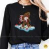 Bigfoot Kidnapping Santa Claus Christmas Lights Gifts Funny Shirt