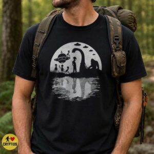 Bigfoot Loch Ness Monster Alien UFO Full Moon Reflection Cryptid Squad Shirt