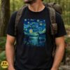 Bigfoot Loch Ness Monster Alien UFO Starry Night Van Gogh Parody Cryptid Shirt