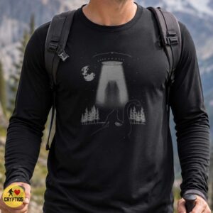 Bigfoot Loch Ness Monster UFO Abduction Alien Beam Night Sky Cryptid Shirt