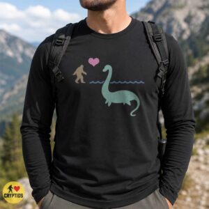 Bigfoot Loves Loch Ness Monster Cute Cryptid Couple Heart Shirt