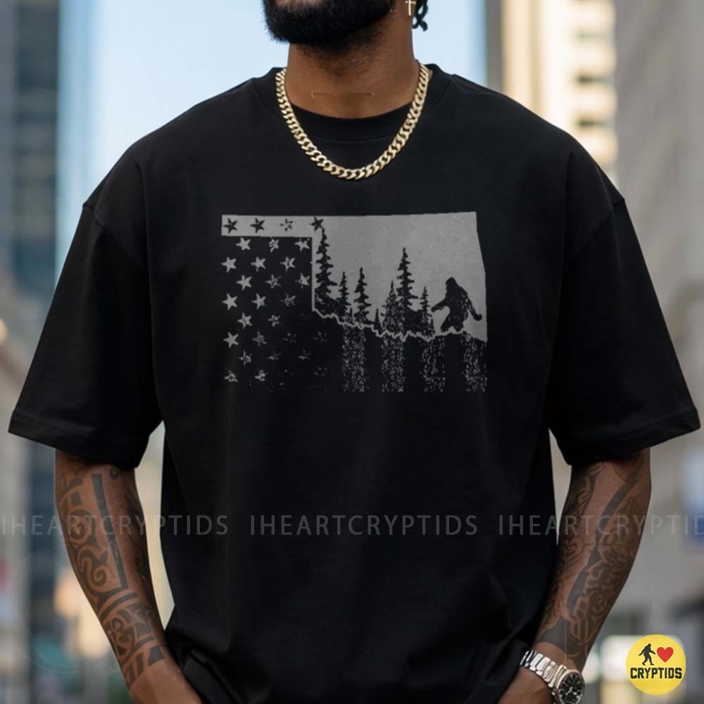 Bigfoot Oklahoma Forest Sasquatch State Flag Cryptid T-Shirt 5 Bigfoot Oklahoma Forest Sasquatch State Flag Cryptid Shirt