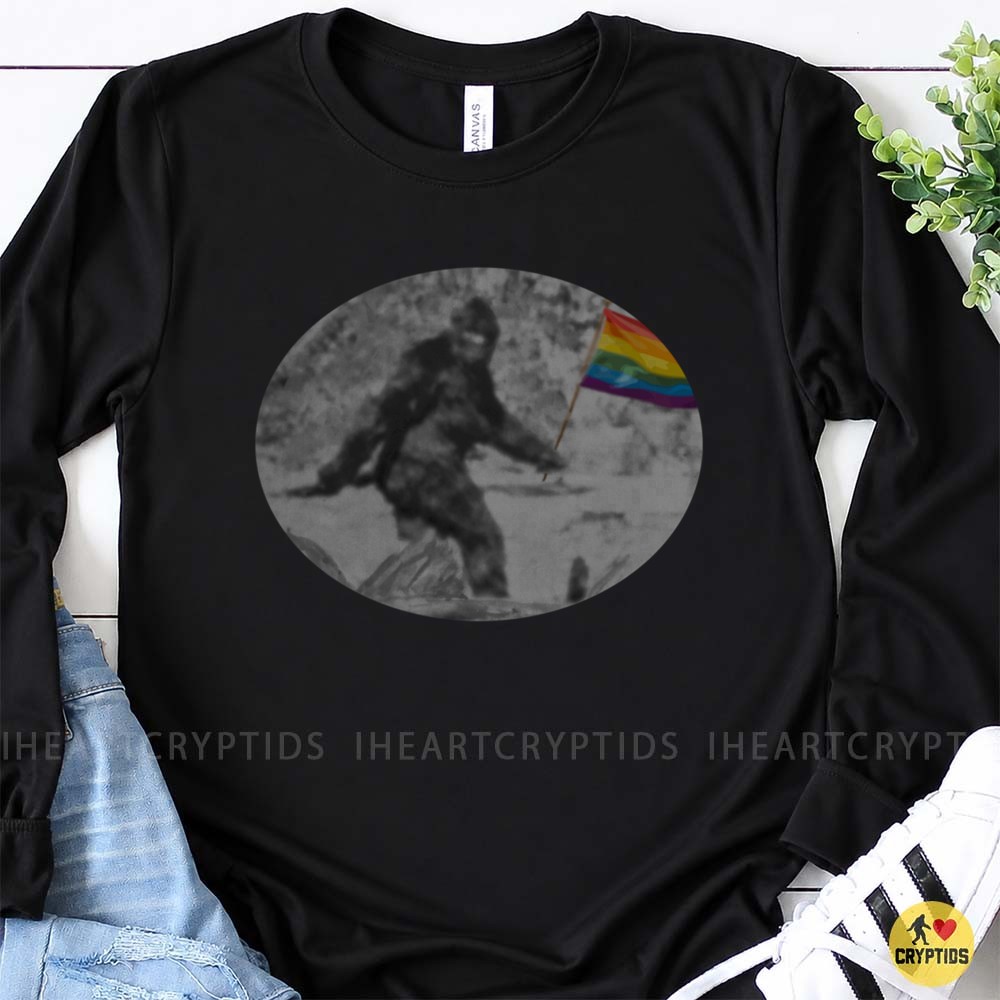 Bigfoot Patterson Film Rainbow Pride Flag LGBT Funny Sasquatch T-Shirt 4 Bigfoot Patterson Film Rainbow Pride Flag LGBT Funny Shirt