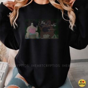 Bigfoot Playing Guitar Smoking With Redneck Buddy Funny Shirt
