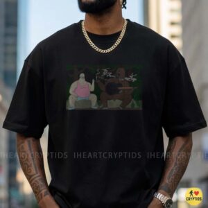 Bigfoot Playing Guitar Smoking With Redneck Buddy Funny Shirt