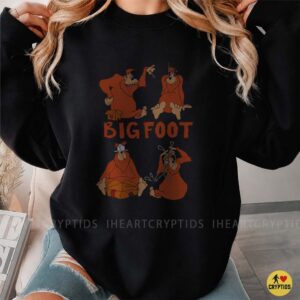 Bigfoot Retro Cartoon Four Poses Funny Shirt