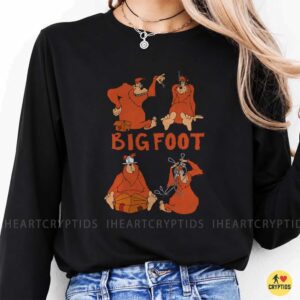 Bigfoot Retro Cartoon Four Poses Funny Cryptid Classic Animation Style T-Shirt 9 Bigfoot Retro Cartoon Four Poses Funny Shirt