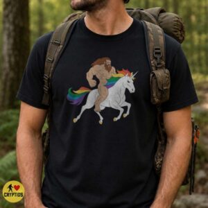 Bigfoot Riding Rainbow Unicorn Funny Sasquatch Mythical T-Shirt 5 Bigfoot Riding Rainbow Unicorn Funny Sasquatch Mythical Shirt