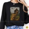Bigfoot Riding T-Rex Sunglasses Scared Cat UFO Funny Crazy Shirt