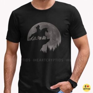 Bigfoot Riding Unicorn Moon Silhouette Fantasy Cryptid Shirt