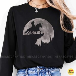 Bigfoot Riding Unicorn Moon Silhouette Fantasy Cryptid Shirt