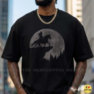 Bigfoot Riding Unicorn Moon Silhouette Fantasy Cryptid Shirt