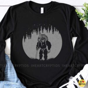 Bigfoot Sasquatch Native American Indian Chief Headdress Full Moon Forest Shirt