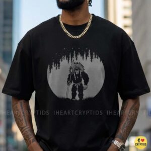 Bigfoot Sasquatch Native American Indian Chief Headdress Full Moon Forest Shirt