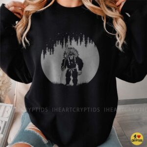 Bigfoot Sasquatch Native American Indian Chief Headdress Full Moon Forest Shirt