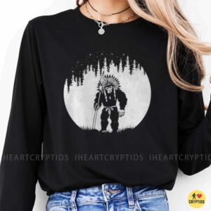 Bigfoot Sasquatch Native American Indian Chief Headdress Full Moon Forest Shirt