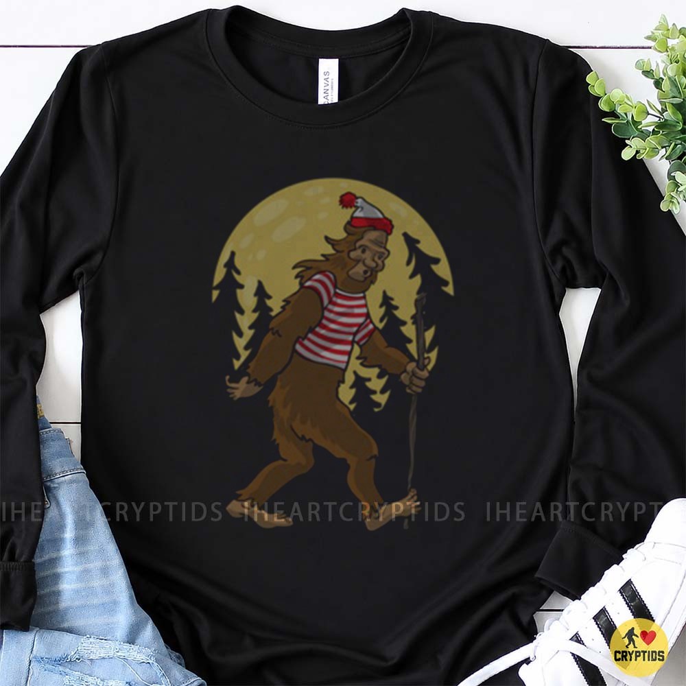 Bigfoot Sasquatch Where's Waldo Costume Funny Forest Full Moon T-Shirt 3 Bigfoot Sasquatch Where's Waldo Costume Funny Forest Full Moon Shirt