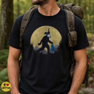 Bigfoot Scuba Diving Funny Snorkel Moon Silhouette Shirt