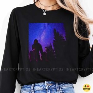Bigfoot Silhouette Group Milky Way Galaxy Night Sky Forest Cryptid Shirt