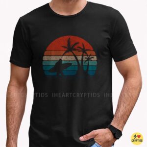 Bigfoot Surfing Retro Sunset Sasquatch Beach Vacation Shirt