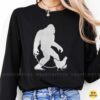 Bigfoot Walking Chicken On Leash Funny Farmer Cryptid Shirt