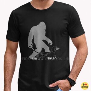 Bigfoot Walking Dachshund On Leash Funny Cryptid Dog Owner Wiener Dog Lover Shirt