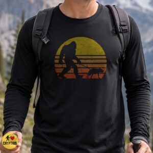 Bigfoot Walking Dog Retro Sunset Funny Cryptid Dog Lover T-Shirt 6 Bigfoot Walking Dog Retro Sunset Funny Shirt