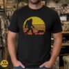 Bigfoot Walking Dog Retro Sunset Funny Shirt