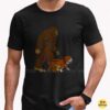 Bigfoot Walking English Bulldog On Leash Funny Shirt