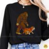 Bigfoot Walking English Bulldog On Leash Funny Shirt