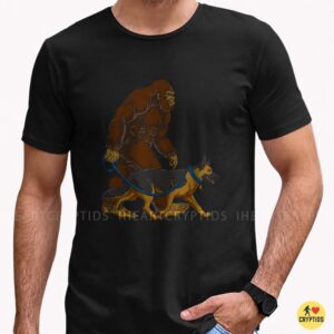 Bigfoot Walking German Shepherd Dog Funny Sasquatch Shirt