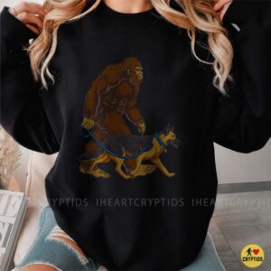 Bigfoot Walking German Shepherd Dog Funny Sasquatch Shirt
