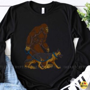 Bigfoot Walking German Shepherd Dog Funny Sasquatch Shirt