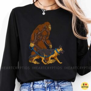 Bigfoot Walking German Shepherd Dog Funny Sasquatch Shirt