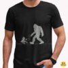 Bigfoot Walking Poodle On Leash Funny Sasquatch Dog Owner Gift Shirt