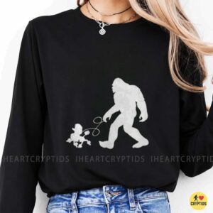 Bigfoot Walking Poodle On Leash Funny Sasquatch Dog Owner Gift Shirt