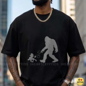 Bigfoot Walking Poodle On Leash Funny Sasquatch Dog Owner Gift Shirt