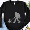 Bigfoot Walking Poodle On Leash Funny Sasquatch Dog Owner Gift Shirt