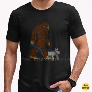 Bigfoot Walking Schnauzer On Leash Funny Sasquatch Dog Dad Mom Gift Shirt