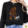 Bigfoot Walking Schnauzer On Leash Funny Sasquatch Dog Dad Mom Gift Shirt