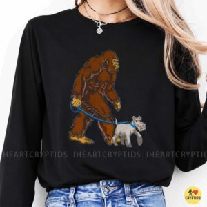 Bigfoot Walking Schnauzer On Leash Funny Sasquatch Dog Dad Mom Gift Shirt