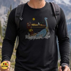 Bigfoot Water Skiing Pulled by Loch Ness Monster Funny Summer Shirt